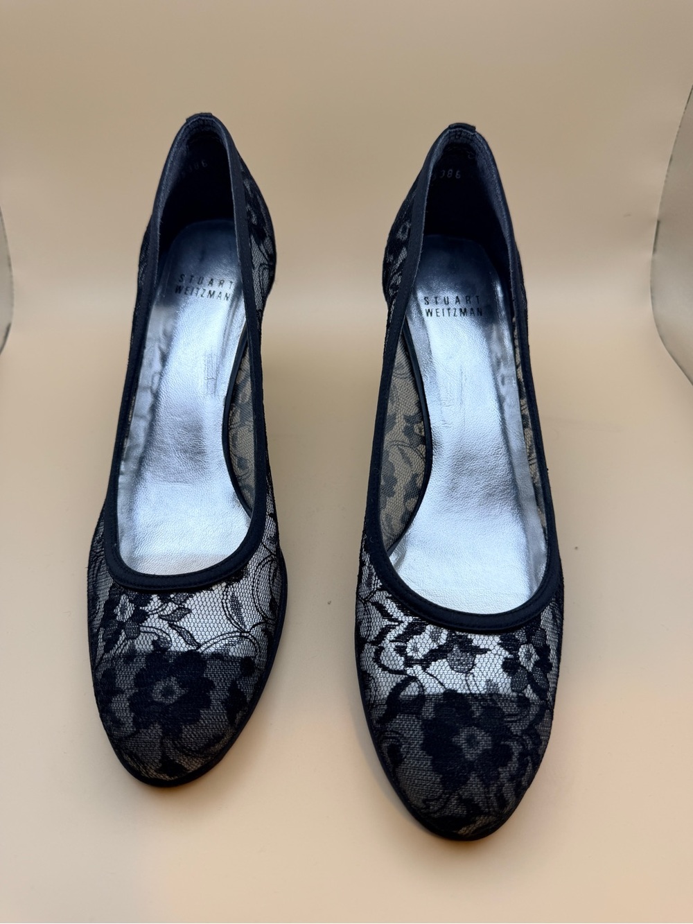Stuart Weitzman Black Floral Lace Pumps
